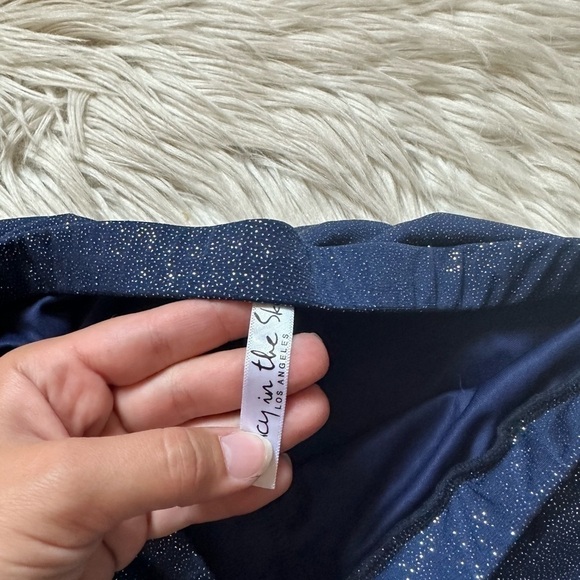 LUCY IN THE SKY Ali High Slit Shimmer Skirt In Blue Sapphire - Picture 3 of 4